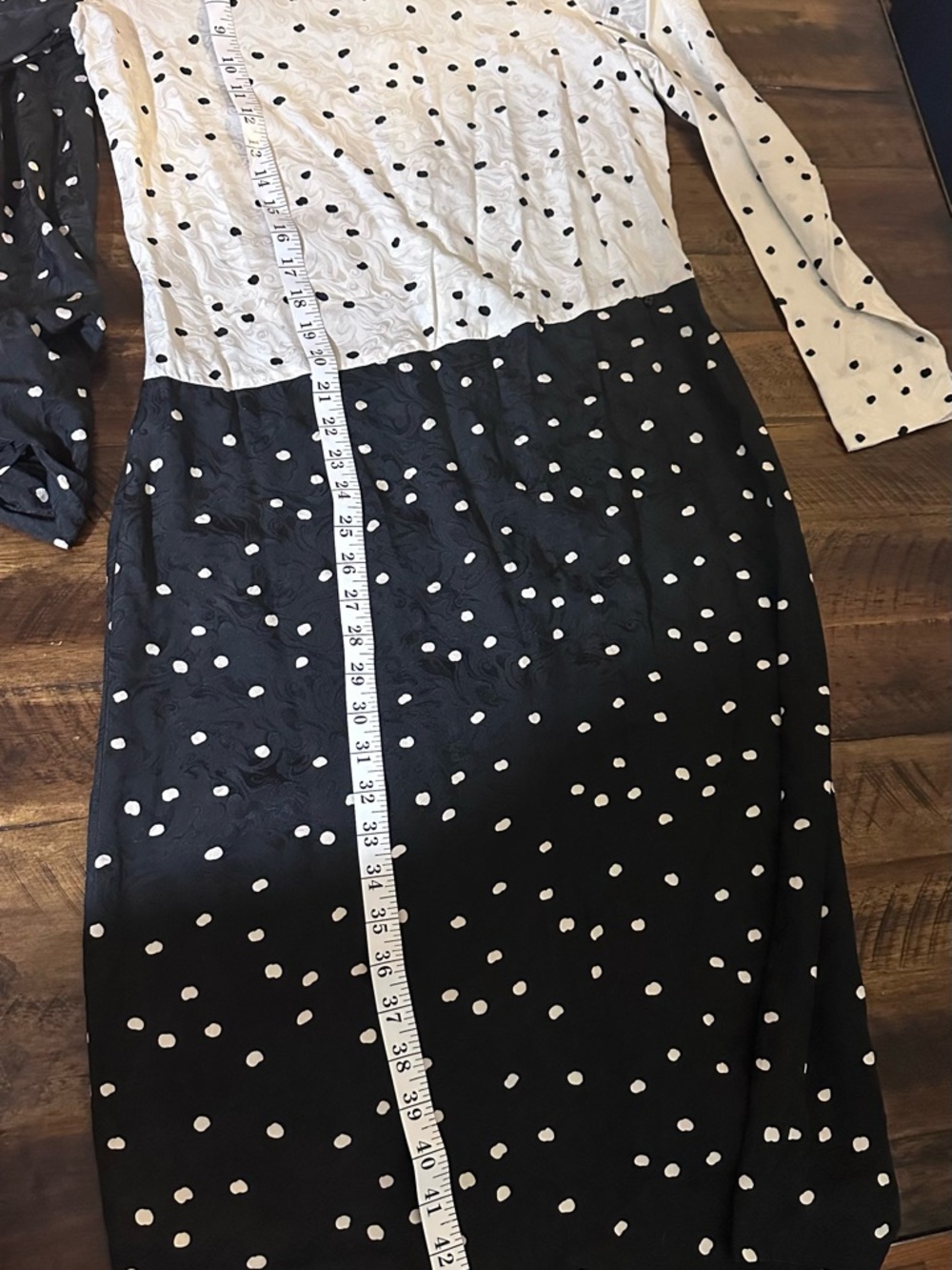SAKOWITZ 100% Silk Polka Dot Asymmetrical Draped Midi Dress Size 10 Vintage - Picture 8 of 11